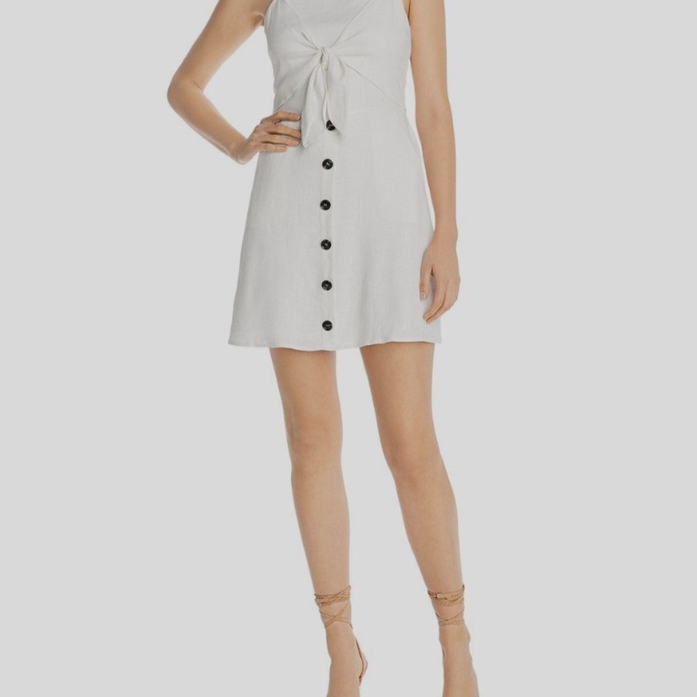 Lost + Wander Women’s Ivory Eva Front-Tie Linen Mini Dress XS